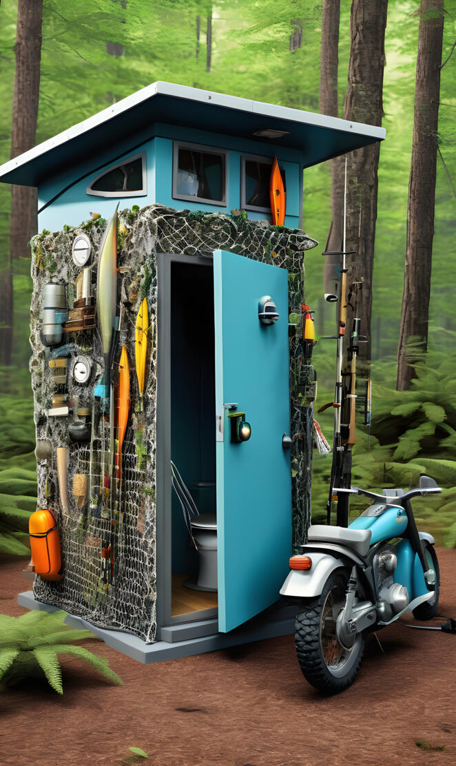 a motorcycle parked outside a small house