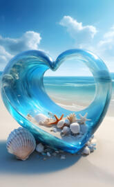 warped blue glass Heart