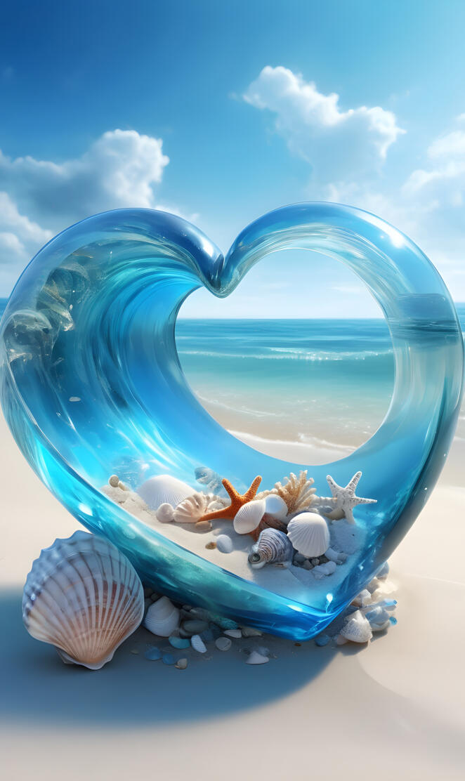 warped blue glass Heart