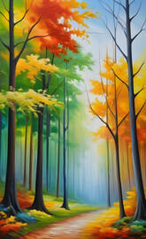 colourful tress oil painting