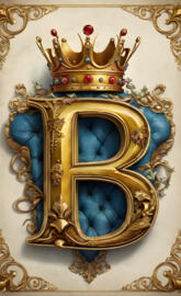 beautiful gold letter B, gold crown