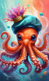a colorful octopus with a crown