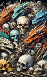 skull dragon sleeping in bones