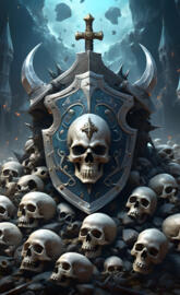 shield, skulls