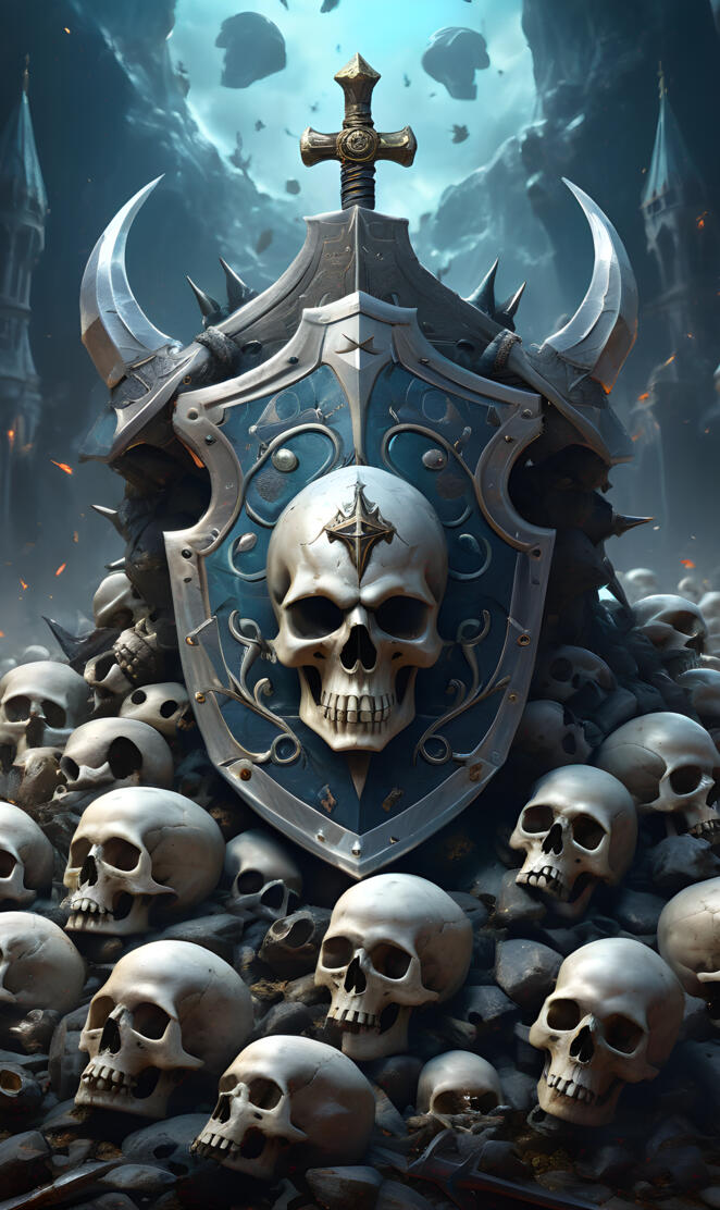 shield, skulls