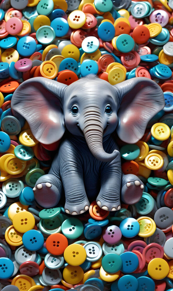 an elephant in a pile of candy