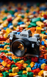 a camera on a pile of legos