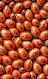 a pile of red round objects