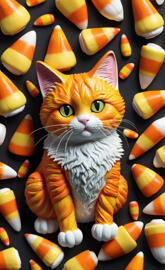 a cat in a pile of hotdogs