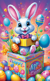 a rabbit in a pile of balloons