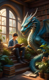 Aiden & SilverClaw reading about knights and their noble dragons (1/4)