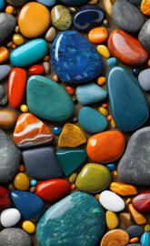 a pile of colorful rocks. colourful stones