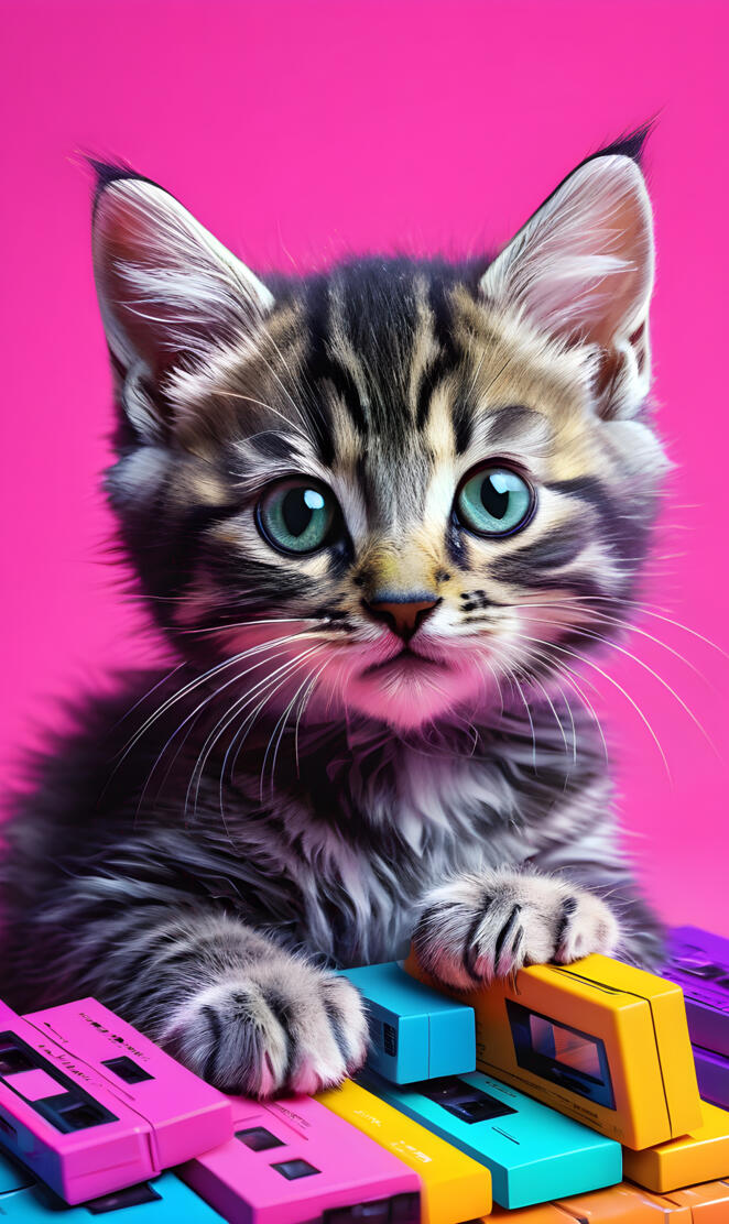 a cat sitting on a pile of toys
