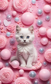 a kitten sitting in a pile of bubbles