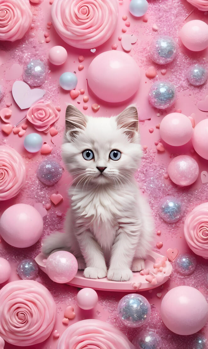 a kitten sitting in a pile of bubbles