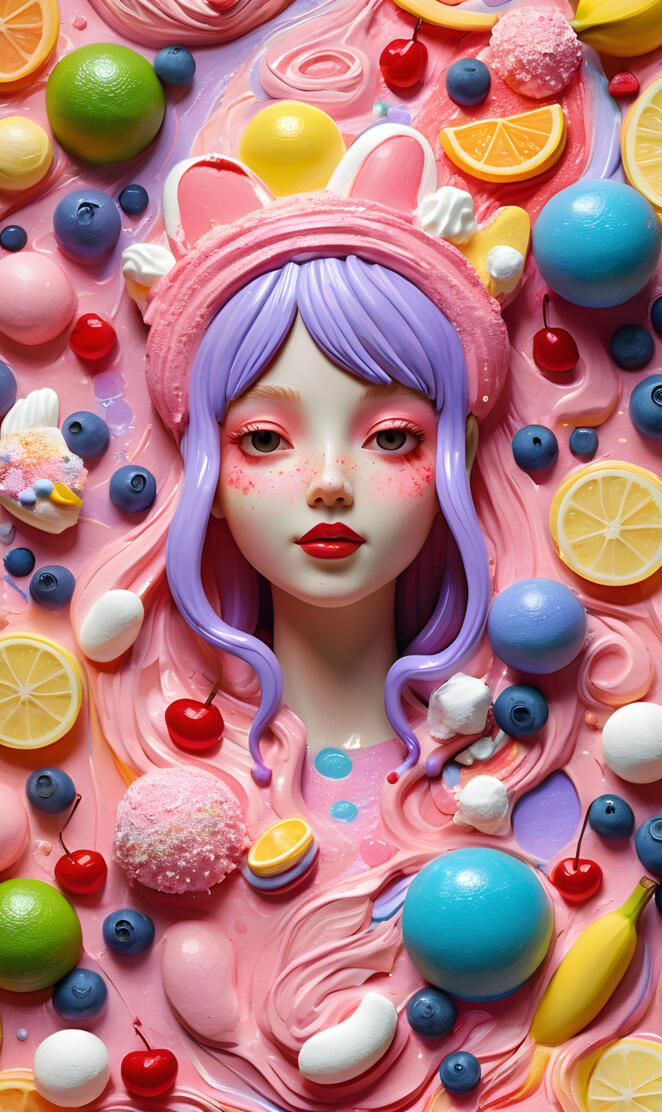 a child's face in a pile of colorful eggs