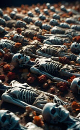 a pile of blue and white sea shells