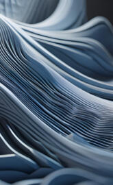 a close-up of a pile of blue and white plastic