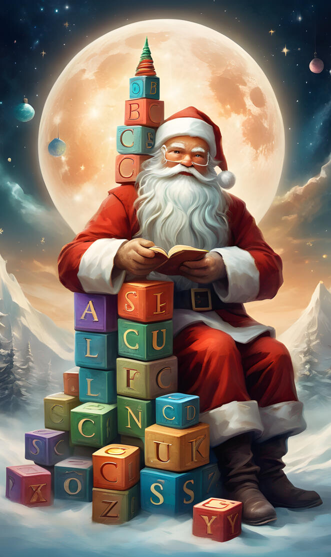 Santa playing with toys