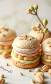 Stack of Macarons with Delicate Flower Sprig