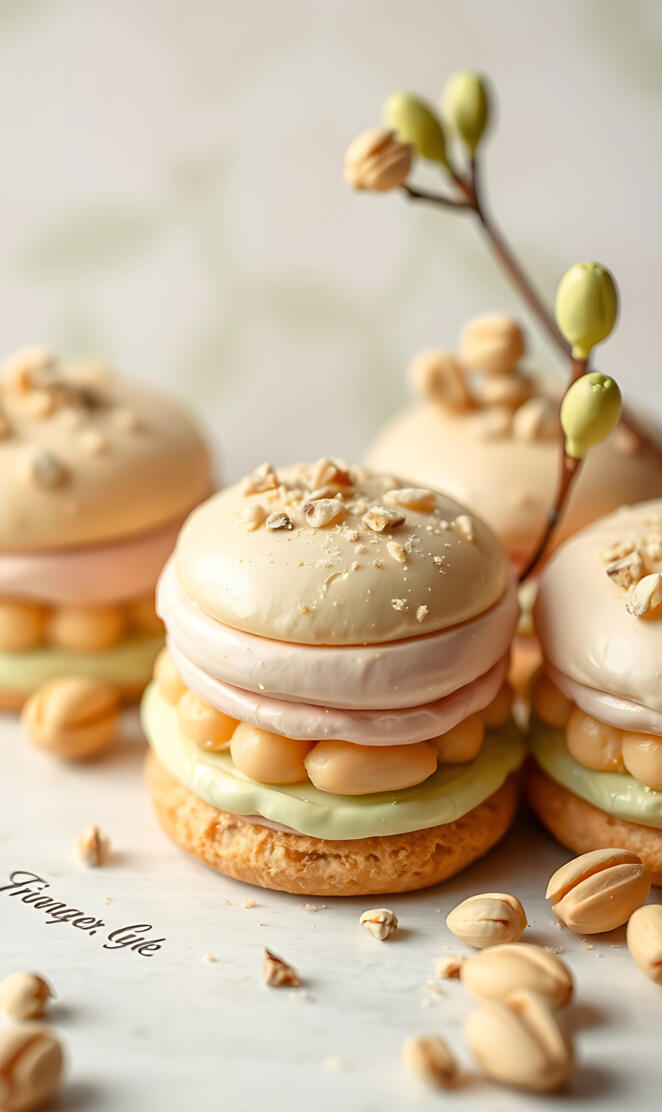 Stack of Macarons with Delicate Flower Sprig