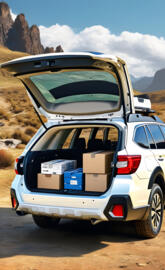 Subaru with boxes inside