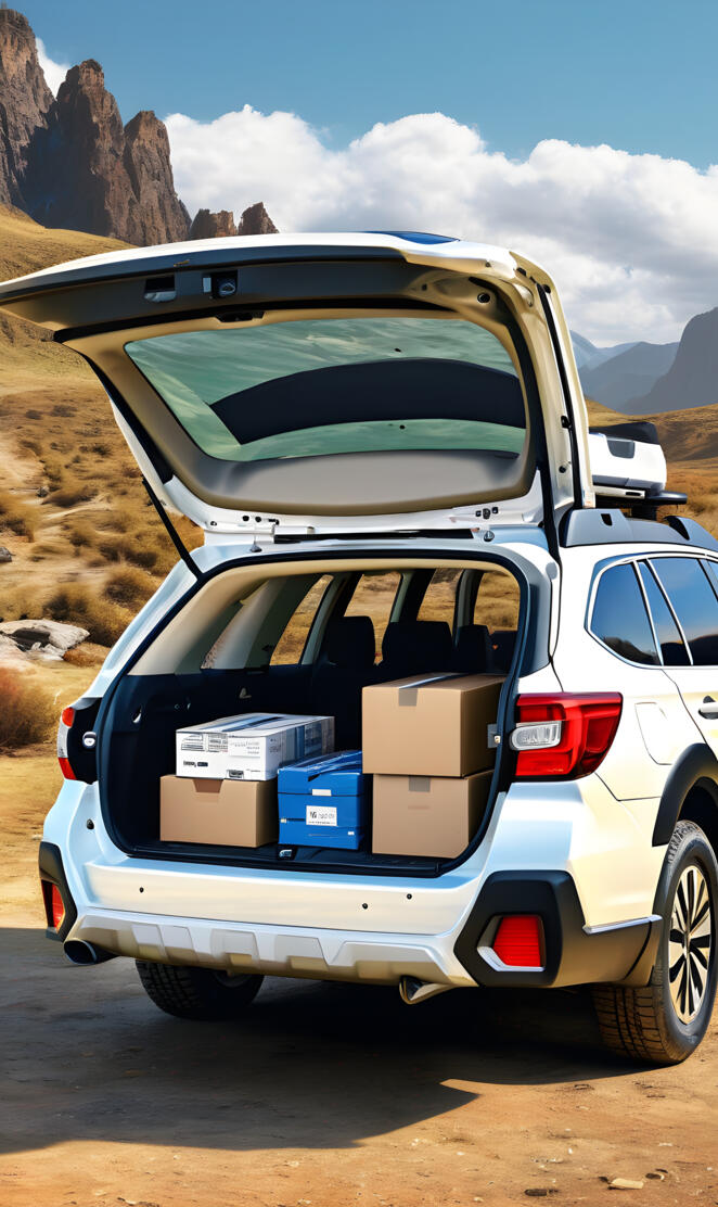 Subaru with boxes inside