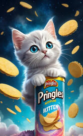 a cat with a can of food