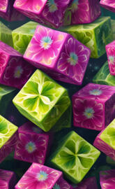 Abstract, Stacked, Floral, Cube Art