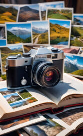 a camera on a stack of books