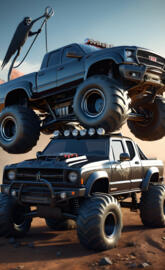 a truck with a large stack of tires on it