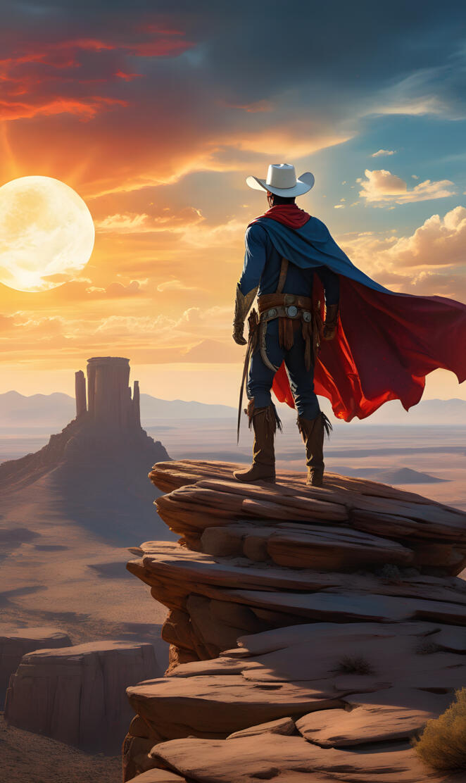 a person standing on a stack of logs with a sunset in the background