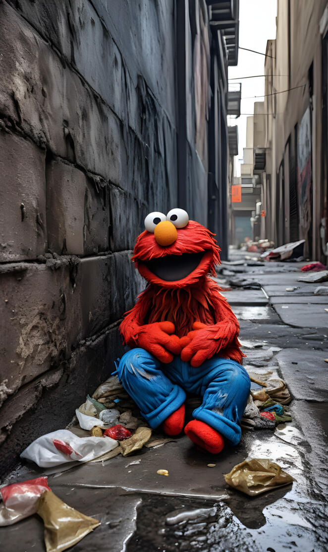 Elmo in Skid Row
