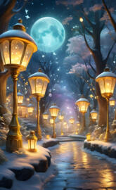 a row of street lamps