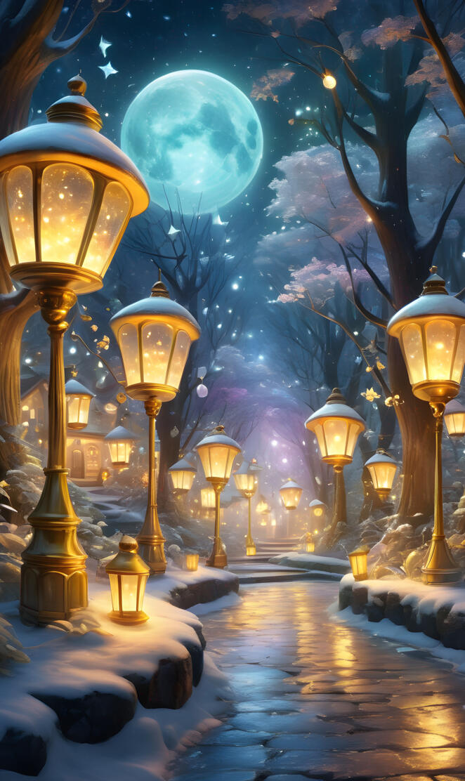 a row of street lamps