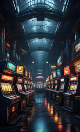 a row of slot machines