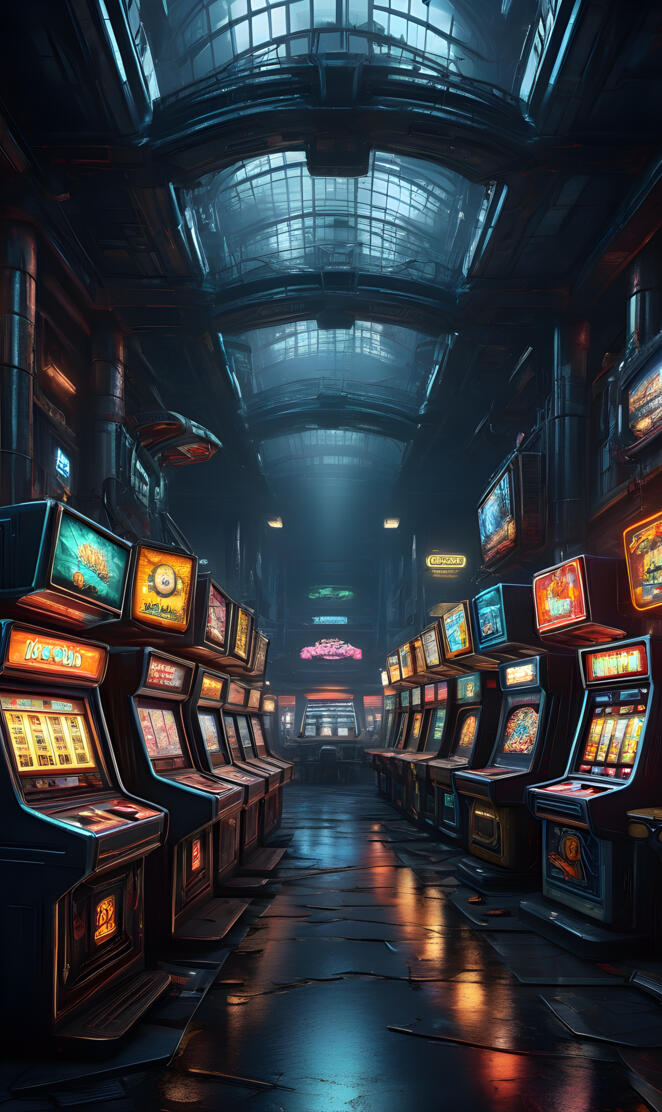 a row of slot machines