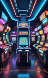 a row of arcade games