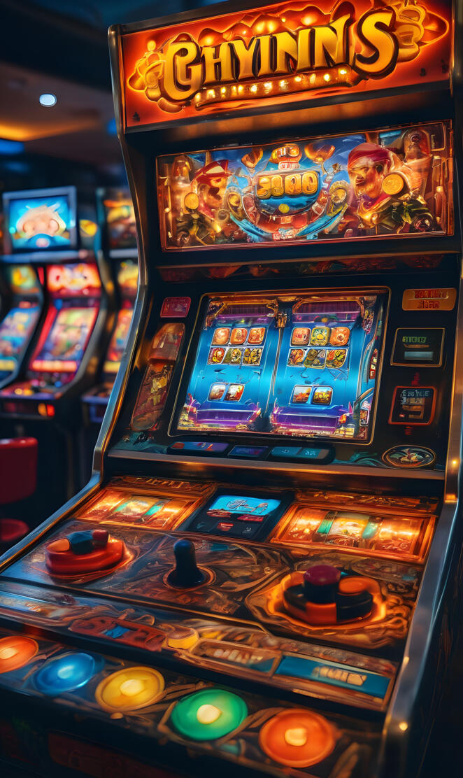 a row of arcade games