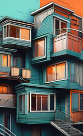 a row of multi-story buildings