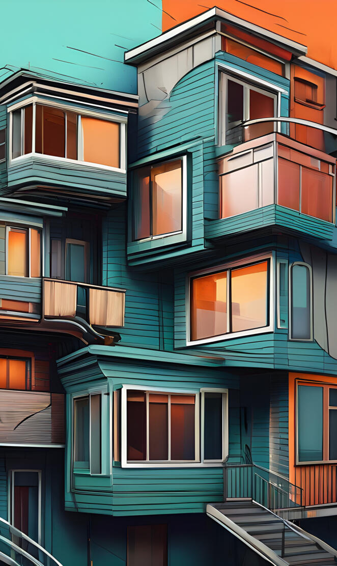 a row of multi-story buildings