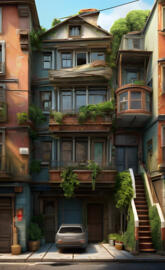 a row of multi-story buildings