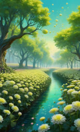 the morning chrysanthemum field, flowers,