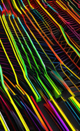 a close-up of a row of colorful books