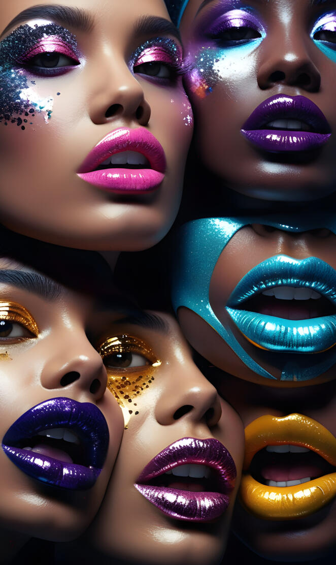 a collage of a woman's face