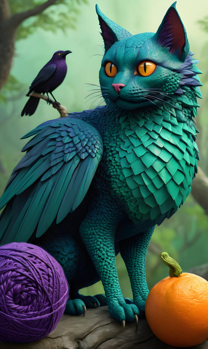 cat crow dragon crochet digital