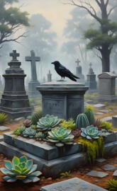 Succulents on headstone