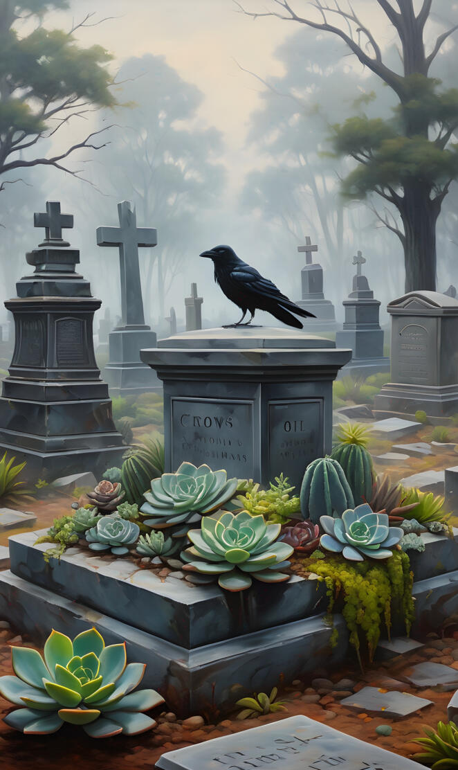 Succulents on headstone