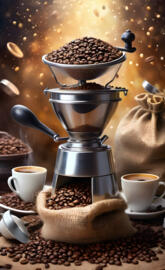 a coffee maker with coffee and coffee