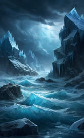 frozen stormy artic glacier frozen sea